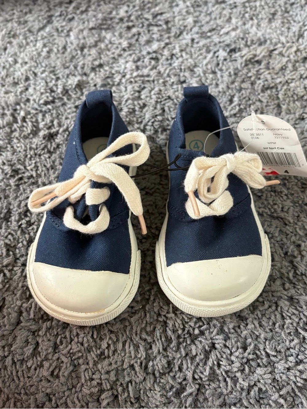 NWT Baby Connection blue and white size 4 little kid sneaker shoe
